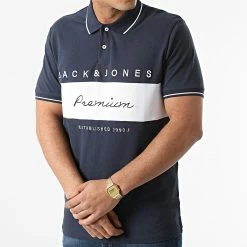 De gros ✔️ Polo Manches Courtes Bladuo Bleu Marine de Jack And Jones ⭐ -Jack And Jones Soldes jack and jones 292071 12206515 NAVY BLAZER 20211118T122747 03