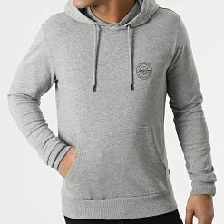 De gros 😀 Sweat Capuche Shark Gris Chiné de Jack And Jones ❤️ -Jack And Jones Soldes jack and jones 293515 12205081 LIGHT GREY MEL NAVY BLAZER 20211201T160454 03