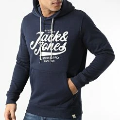 Sortie ✔️ Sweat Capuche Retro Bleu Marine de Jack And Jones 🎉 -Jack And Jones Soldes jack and jones 293521 12206713 NAVY BLAZER 20211203T160809 03