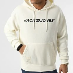 Sortie 😉 Sweat Capuche Remember Large Logo Beige de Jack And Jones 🎁 -Jack And Jones Soldes jack and jones 293540 12206664 CLOUD DANCER 20211203T160618 03