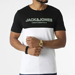 Meilleure affaire 🧨 Tee 👚 Shirt Urban Blocking Noir Blanc de Jack And Jones 👍 -Jack And Jones Soldes jack and jones 295373 12190452 BLACK GREEN 20220216T145657 03
