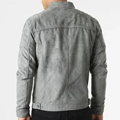 Bon marché 🧨 Veste Biker Suédine Rocky Gris de Jack And Jones 💯 -Jack And Jones Soldes jack and jones 295479 12147218 SEDONA SAGE FAKE SUEDE 20211217T162332 04