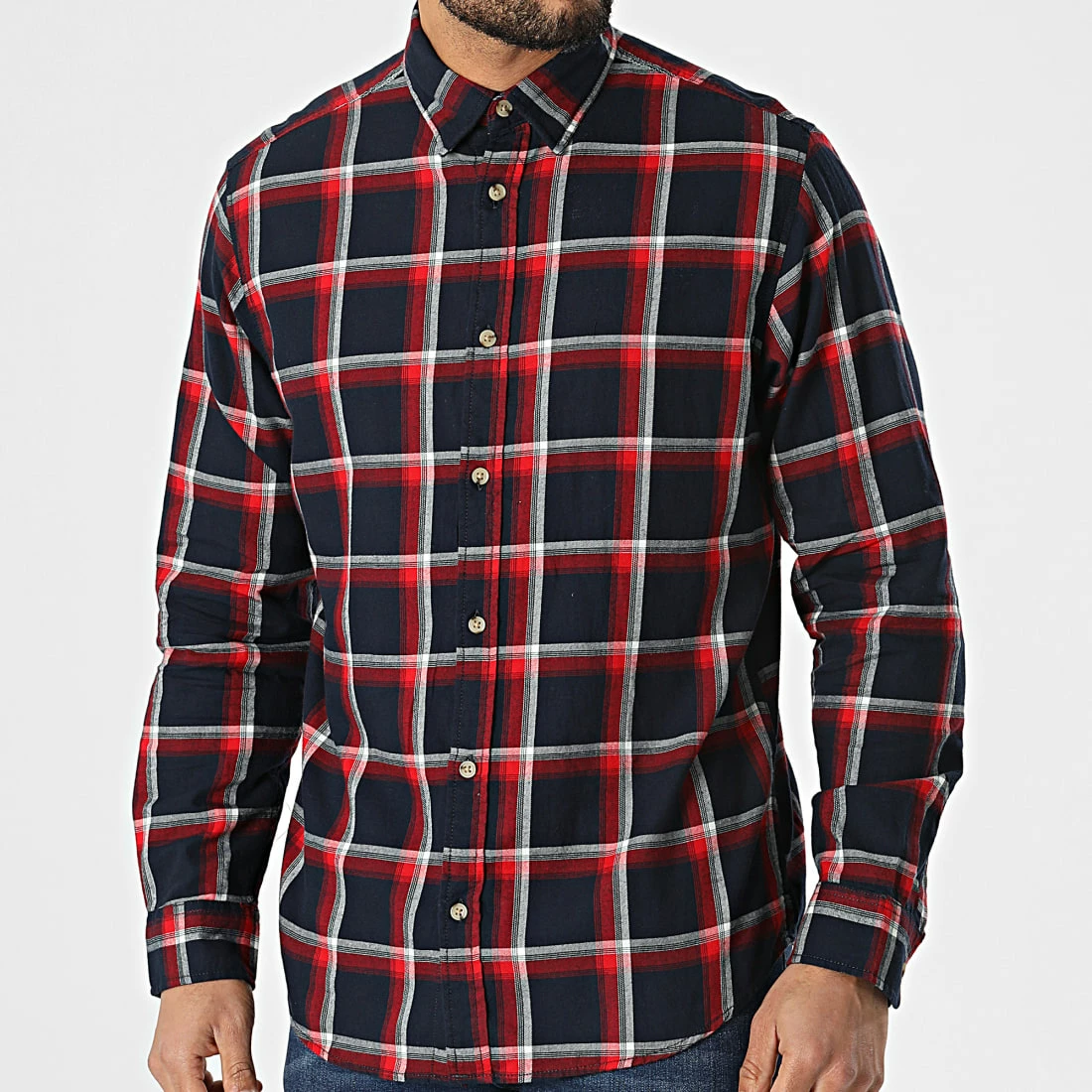 Vente flash 🎉 Chemise Manches Longues Logan A Carreaux Rouge Bleu Marine de Jack And Jones 🌟 1 Vente flash 🎉 Chemise Manches Longues Logan A Carreaux Rouge Bleu Marine de Jack And Jones 🌟