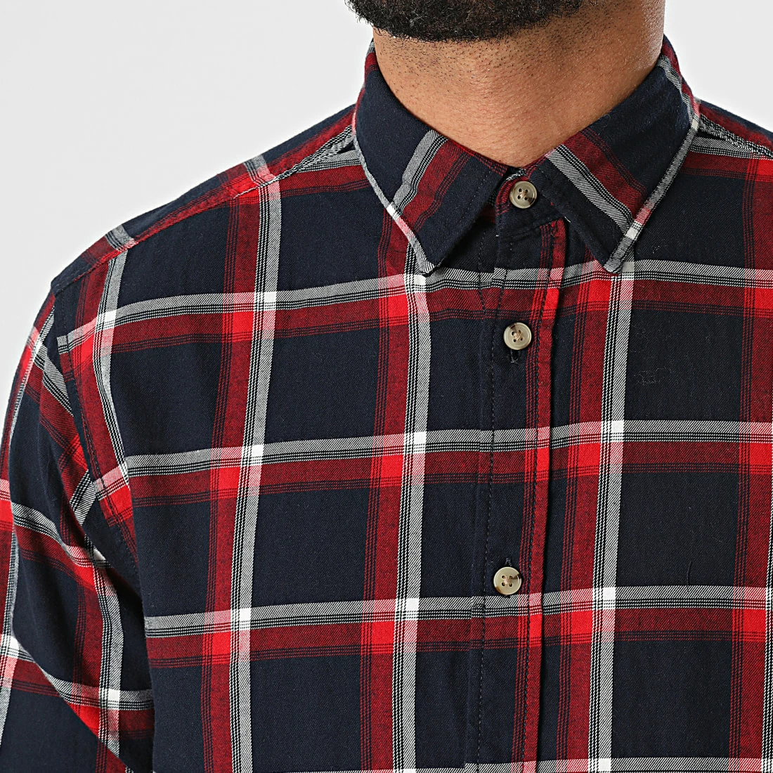 Vente flash 🎉 Chemise Manches Longues Logan A Carreaux Rouge Bleu Marine de Jack And Jones 🌟 2 Vente flash 🎉 Chemise Manches Longues Logan A Carreaux Rouge Bleu Marine de Jack And Jones 🌟 – Image 2