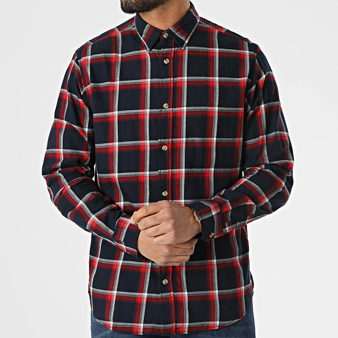 Vente flash 🎉 Chemise Manches Longues Logan A Carreaux Rouge Bleu Marine de Jack And Jones 🌟 3 Vente flash 🎉 Chemise Manches Longues Logan A Carreaux Rouge Bleu Marine de Jack And Jones 🌟 – Image 3