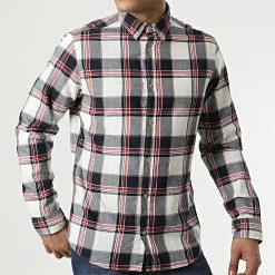 Meilleure affaire ✔️ Chemise Manches Longues Plain Logan A Carreaux Blanc Rouge Bleu Marine de Jack And Jones 🥰 -Jack And Jones Soldes jack and jones 296116 12199514 WHISPER WHITE 20211222T161705 03