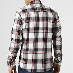 Meilleure affaire ✔️ Chemise Manches Longues Plain Logan A Carreaux Blanc Rouge Bleu Marine de Jack And Jones 🥰 -Jack And Jones Soldes jack and jones 296116 12199514 WHISPER WHITE 20211222T161707 04