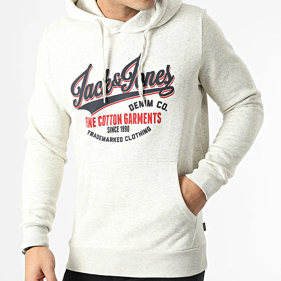 Bon marché 🛒 Sweat Capuche Logo Gris Clair Chiné de Jack And Jones 😉 3 Bon marché 🛒 Sweat Capuche Logo Gris Clair Chiné de Jack And Jones 😉 – Image 3