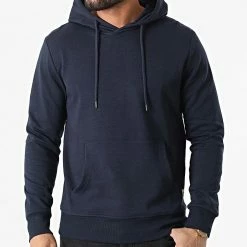 Vente flash 🌟 Sweat Capuche Basic Bleu Marine de Jack And Jones 🔥 -Jack And Jones Soldes jack and jones 296827 12182537 NAVY BLAZER 20211230T151738 03