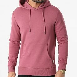 Grosses soldes 🌟 Sweat Capuche Basic Bordeaux de Jack And Jones ⭐