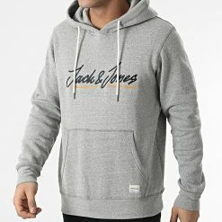 Meilleur prix 🛒 Sweat Capuche Upscale Gris Chiné de Jack And Jones ⌛ -Jack And Jones Soldes jack and jones 296838 12205036 LIGHT GREY MEL MEL 20211230T152703 01