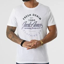 Top 10 😉 Tee 👕 Shirt Fresh Blanc de Jack And Jones 👍 -Jack And Jones Soldes jack and jones 296903 12200223 WHITE 20220106T154634 03