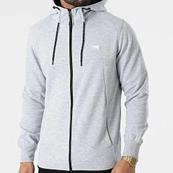 Grosses soldes ❤️ Sweat Capuche Zippé Air Gris Chiné de Jack And Jones ❤️