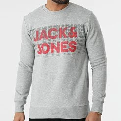 De gros 😉 Sweat Crewneck Athlestan Gris Chiné de Jack And Jones 🌟