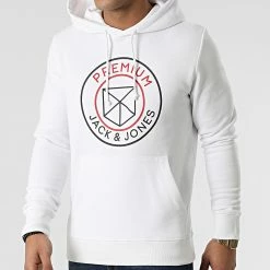 De gros 💯 Sweat Capuche Blabranson Blanc de Jack And Jones ❤️