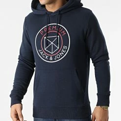 Meilleure vente ✨ Sweat Capuche Blabranson Bleu Marine de Jack And Jones ⌛