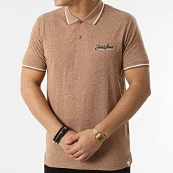Budget 🔔 Polo Manches Courtes Tons Marron Chiné de Jack And Jones ❤️ -Jack And Jones Soldes jack and jones 299080 12186778 BIS RUBBER 20220121T160208 03