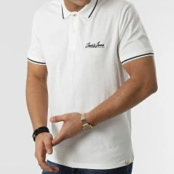 Bon marché 🔔 Polo Manches Courtes Tons Blanc de Jack And Jones 🎉 -Jack And Jones Soldes jack and jones 299090 12186778 BIS CLOUD DANCER 20220121T154547 03