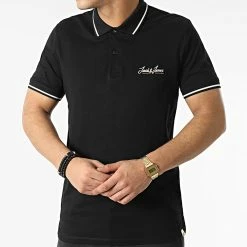 Meilleure affaire 😀 Polo Manches Courtes Tons Noir de Jack And Jones 🔥 -Jack And Jones Soldes jack and jones 299092 12186778 BLACK 20220124T160404 03