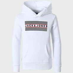 Top 10 😀 Sweat Capuche Enfant Corp Logo Blanc de Jack And Jones 💯