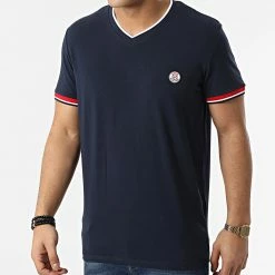 Meilleure vente 👍 Tee 👕 Shirt Col V Blacliff Bleu Marine de Jack And Jones ❤️