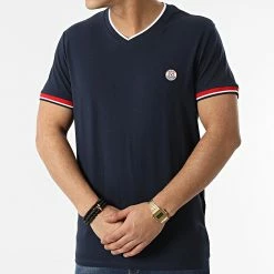 Meilleure vente 👍 Tee 👕 Shirt Col V Blacliff Bleu Marine de Jack And Jones ❤️ -Jack And Jones Soldes jack and jones 299218 12206204 NAVY BLAZER 20220121T155554 03