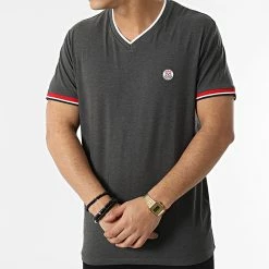 Sortie 🎉 Tee 👚 Shirt Col V Blacliff Gris Anthracite de Jack And Jones 🌟 -Jack And Jones Soldes jack and jones 299219 12206204 DARK GREY MEL 20220121T160509 03