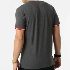 Sortie 🎉 Tee 👚 Shirt Col V Blacliff Gris Anthracite de Jack And Jones 🌟 -Jack And Jones Soldes jack and jones 299219 12206204 DARK GREY MEL 20220121T160510 04