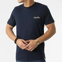 Promo 🥰 Tee 👚 Shirt Tons Bleu Marine de Jack And Jones 🌟 -Jack And Jones Soldes jack and jones 299275 12186758 NAVY BLAZER STANDARD S 20220125T160219 03