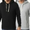 Coupon 🌟 Lot De 2 Sweats Capuche Holmen Noir Gris Chiné de Jack And Jones 👍