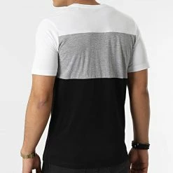 Le moins cher 🛒 Tee 👕 Shirt Logo Blocking Noir Blanc Gris Chiné de Jack And Jones 🌟 -Jack And Jones Soldes jack and jones 299434 12173968 WHITE 20220126T143637 04