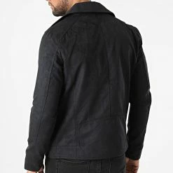 Meilleur prix 😍 Veste Zippée Suédine Nolan Noir de Jack And Jones 😍 -Jack And Jones Soldes jack and jones 300351 12185005 BLACK FAKE SUEDE 20220203T155924 04