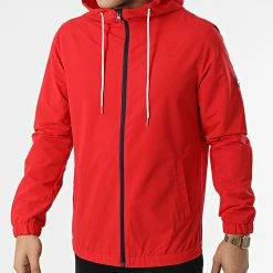De gros 😀 Veste Zippée Capuche Willy Rouge de Jack And Jones 🎁