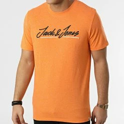 Offres 🛒 Tee 👕 Shirt Tons Upscale Orange Chiné de Jack And Jones 🎁