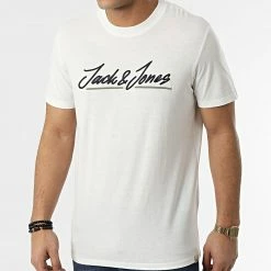 Promo 🔥 Tee 👚 Shirt Tons Upscale Blanc de Jack And Jones 👏