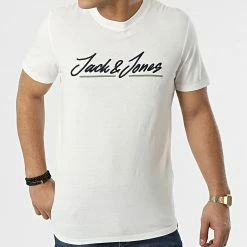 Promo 🔥 Tee 👚 Shirt Tons Upscale Blanc de Jack And Jones 👏 -Jack And Jones Soldes jack and jones 300816 12205107 CLOUD DANCER STANDARD M 20220203T155406 03