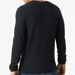 Remise 🔔 Pull En Maille Gustav Bleu Marine Chiné de Jack And Jones ⌛ -Jack And Jones Soldes jack and jones 300826 12201706 BLACK TWISTED W 20220203T155708 04