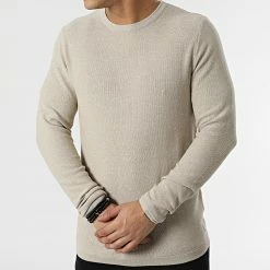 Meilleure vente ❤️ Pull En Maille Gustav Beige Chiné de Jack And Jones 😉 -Jack And Jones Soldes jack and jones 300827 12201706 CROCKERY TWISTED W 20220201T144710 03