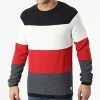 Le moins cher 🧨 Pull En Maille Gustav Bleu Marine Blanc Rouge de Jack And Jones ✨
