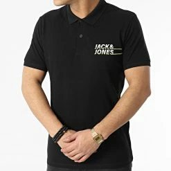 Budget 🤩 Polo A Manches Courtes Charles Noir de Jack And Jones 😀 -Jack And Jones Soldes jack and jones 300894 12207498 BLACK 20220202T160809 03
