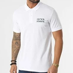 Meilleure affaire ❤️ Polo A Manches Courtes Charles Blanc de Jack And Jones ✔️
