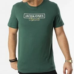 Acheter 🌟 Tee 👕 Shirt Fabian Vert de Jack And Jones ✔️ -Jack And Jones Soldes jack and jones 300908 12207664 TREKKING GREEN 20220201T144507 03