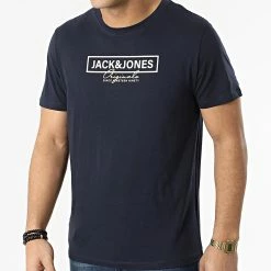 Coupon 🥰 Tee 👚 Shirt Fabian Bleu Marine de Jack And Jones 💯