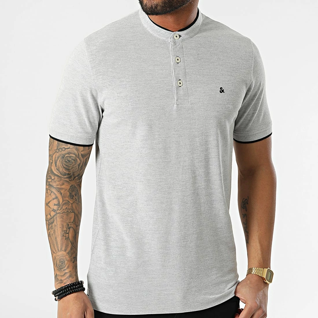 Remise 🧨 Polo A Manches Courtes Paulos Mao Gris Chiné de Jack And Jones ⌛ 3 Remise 🧨 Polo A Manches Courtes Paulos Mao Gris Chiné de Jack And Jones ⌛ – Image 3