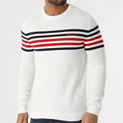 Remise 🎉 Pull Schmidt Blanc de Jack And Jones ⭐