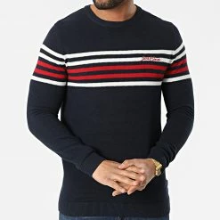 Tout neuf 🎉 Pull Schmidt Bleu Marine de Jack And Jones ✔️ -Jack And Jones Soldes jack and jones 300985 12201515 NAVY BLAZER 20220301T143712 03