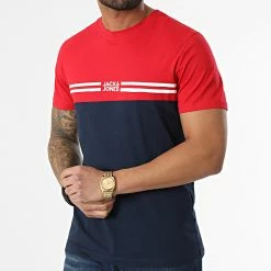 Top 10 🎉 Tee 👚 Shirt Steve Rouge Bleu Marine de Jack And Jones ⌛