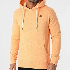Bon marché 🥰 Sweat Capuche Tons Orange Chiné de Jack And Jones 🎉