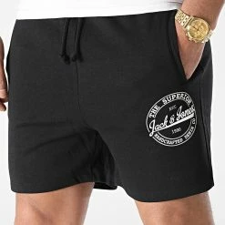 De gros 🧨 Short Jogging Brat Logo 12200061 Noir de Jack And Jones 🧨