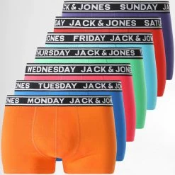 Meilleure affaire 🔔 Lot De 7 Boxers Weekday Orange Rose Vert de Jack And Jones ⌛